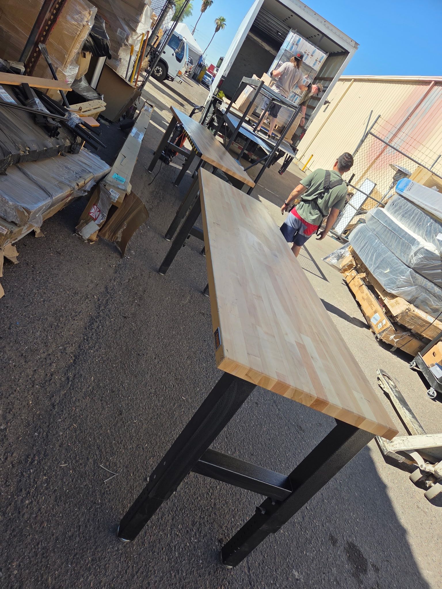 2 Gladiator 8 ft. Adjustable Height Birch Top Workbench 400$ each or 750$ for both Super heavy duty long lasting strong Pick up Phoenix 43rd ave and