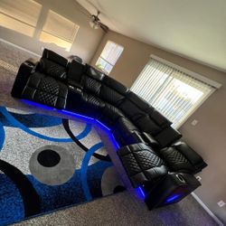 Genuine Leather Power Reclining Heat And Massage 