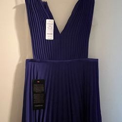 NEW Bebe Blue Pleated Illusion Dress Size 6