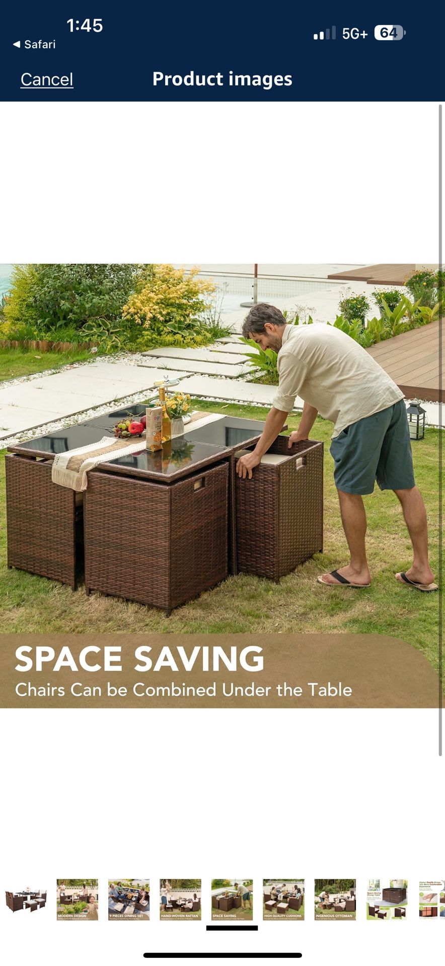 9 Piece Patio Compact Dining Set