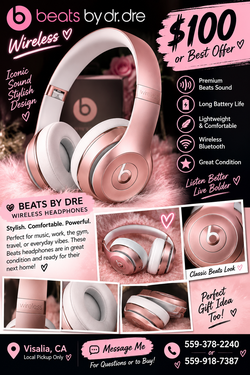 🎧 Beats by Dre Wireless Headphones — Rose Gold — $100 OBO