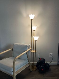 Floor lamp gold mid century flower 3 bulb dimmable