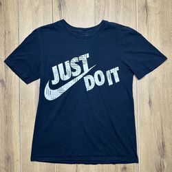 Nike Just Do It T Shirt Men’s M Black White Short Sleeve Graphic Print Tee