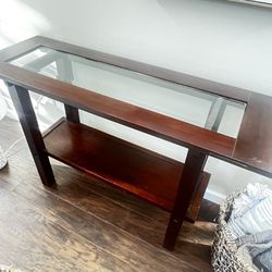 Side Table - Wood with Glass Insert