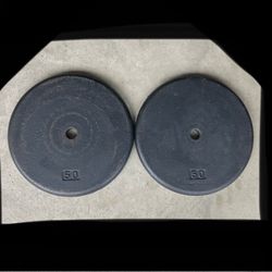 50 lb Standard 1” weight plate set lbs weights 50lb 50lbs Cast Iron plates Flat Pancake style 