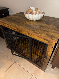 Large wood and metal dog crate