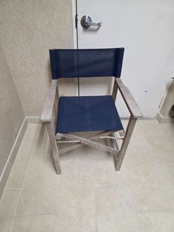 Teak wood Arms Chair Blue