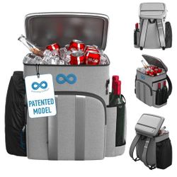 Insulated Backpack Cooler - 54 Cans, 24 Hour Cooling, Wider Straps, Lightweight Leak Proof Liner, Po