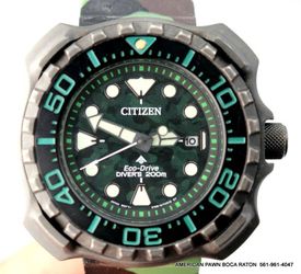 Citizen Eco-Drive Promaster Dive Super Titanium 47mm Watch BN0228-06W e168-s126550 Green Camo strap 