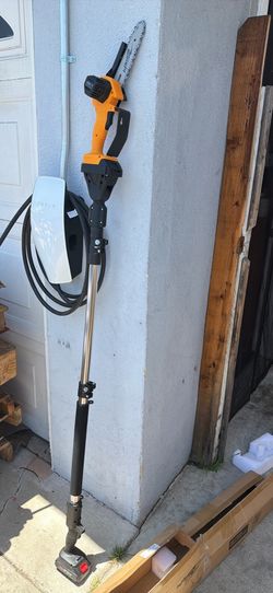 2-in-1 cordless pole saw, 6inch brushless pole chain saw, mini handheld chain saw with 20v battery, extendable up to 17 feet, multifunctional pole saw