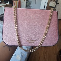 Kate Spade New York Glimmer Glitter Pochette Bag Detachable Strap In Mitten Pink

 Brand New