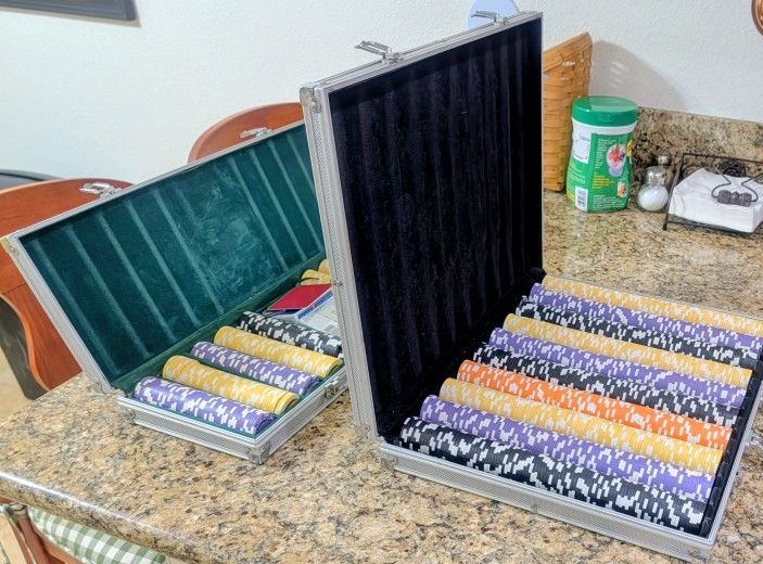 Large Set Of Poker Chips 2 Cases
