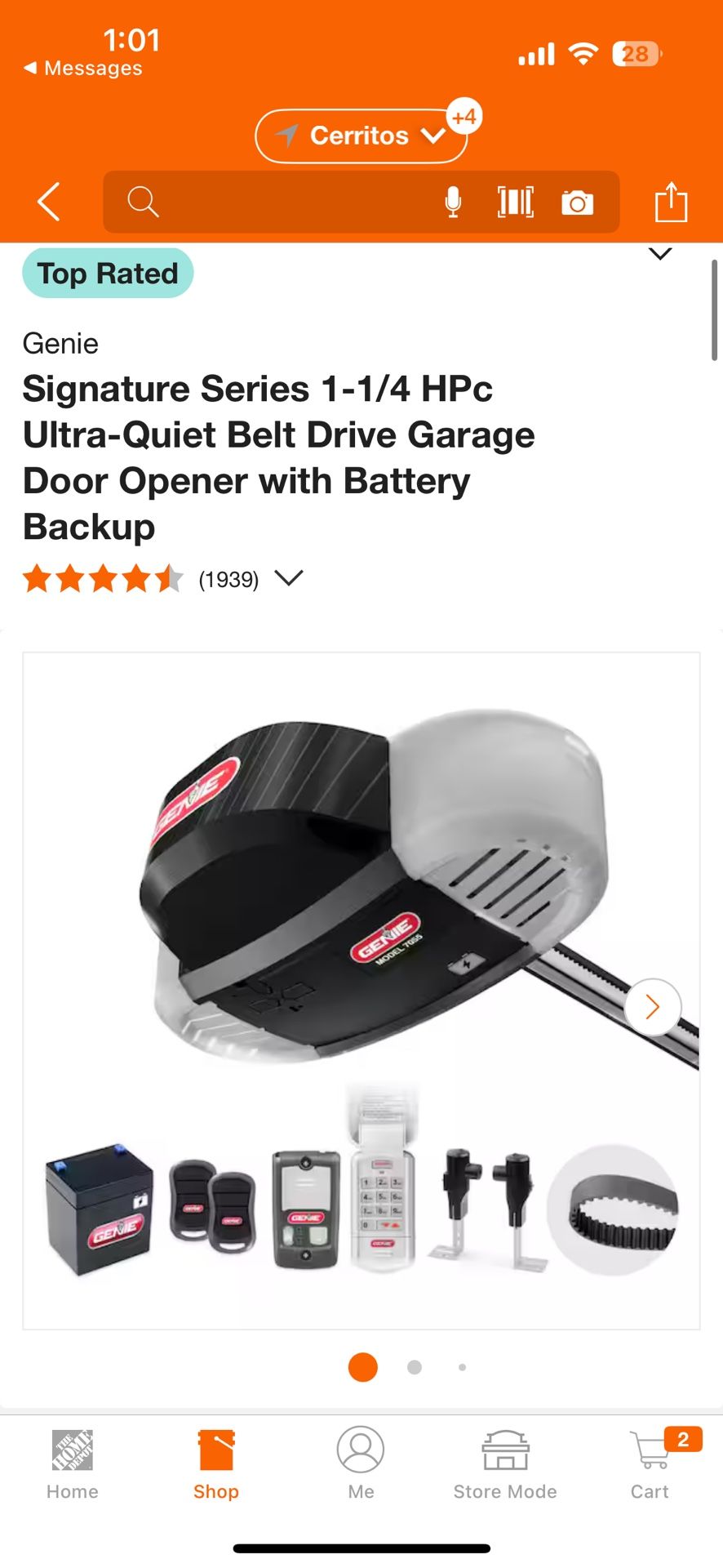 Top Rated Genie Signature Series 1-1/4 HPc Ultra-Quiet Belt Drive Garage Door Opener with Battery Backup