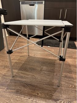 Lightweight Stable Alu. Folding Square Table Roll Up Top with Carry Bag for Camping Picnic Backyards BBQ Camp Kitchen