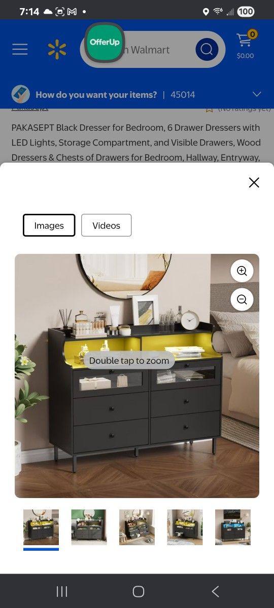 6 Drawer black Dresser with LED lights