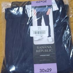 Banana Republic Blue Slim Stretch Flat Front 5 Pocket Pants 30 x 29