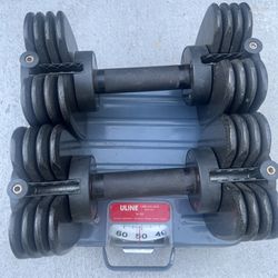 2Pcs Adjustable Dumbbells Set Pairs 50lbs Weights of Exercises Home Gym Workout. Use in good condition with some minor cosmetic blemishes. These blemi