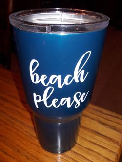 Beach Please Tumbler with Lid