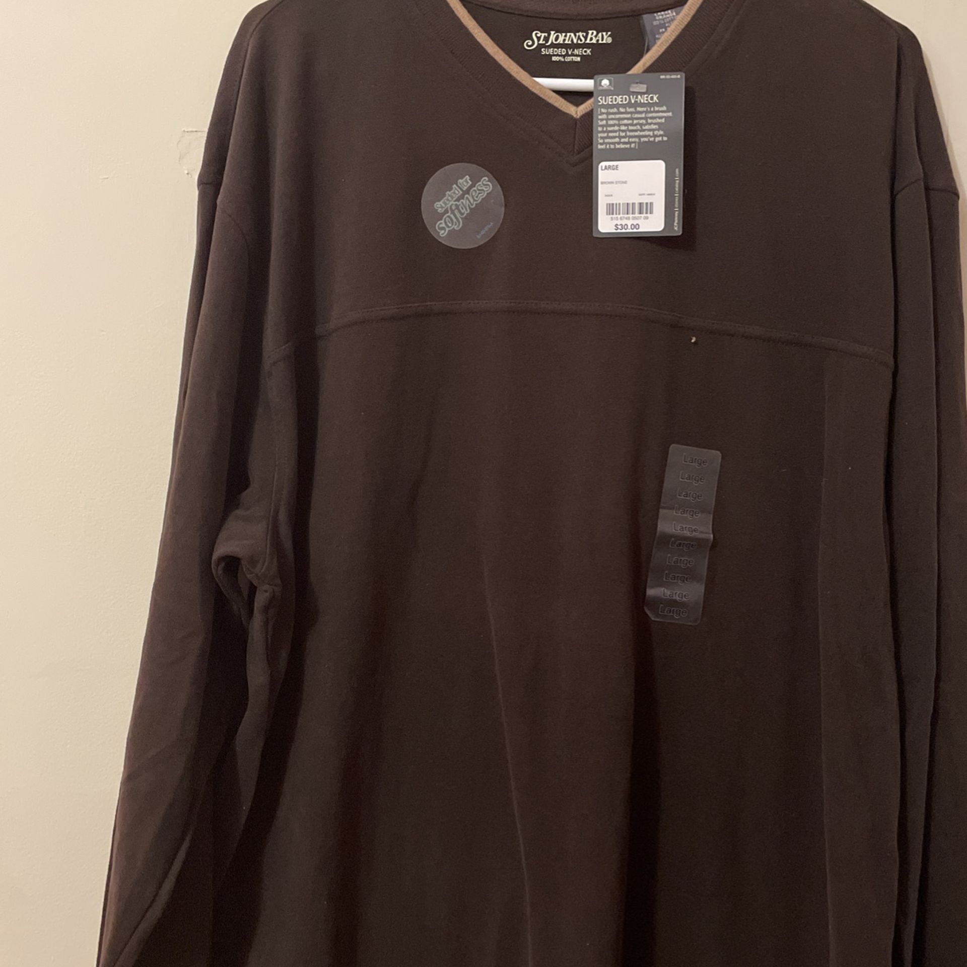 Men’s Large Sueded V-neck Shirt Unbelievably Soft