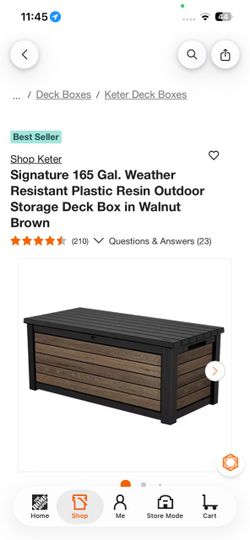 Signature 165 Gal. Weather Resistant Plastic Resin Outdoor Storage Deck Box in Walnut Brown