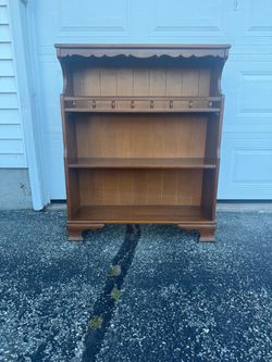 Wood Freestanding Bookcase, 2-Shelf Open Face with Hooks, Brown