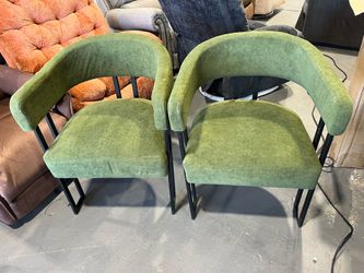 Dining Chairs Set of 2 - Green Accent Chairs with Arms Soft Teddy Fleece Upholstered Armchairs for Kitchen Dining Living Room