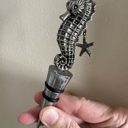 Vintage Seahorse Metal Wine Stopper
