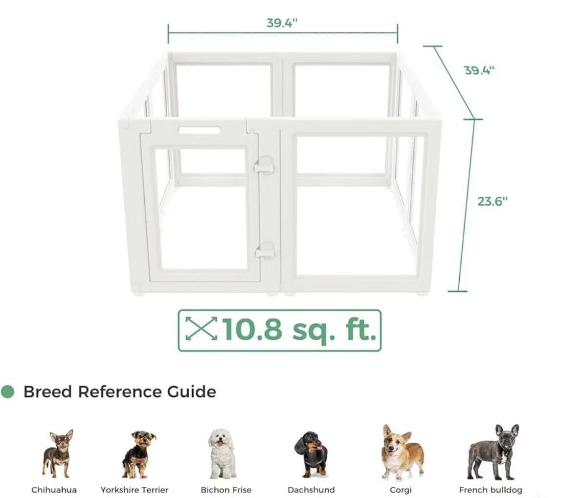 🥨Acrylic Indoor Dog Playpen for Puppies and Small Dogs, 24 Inch, 8 Panels, White,