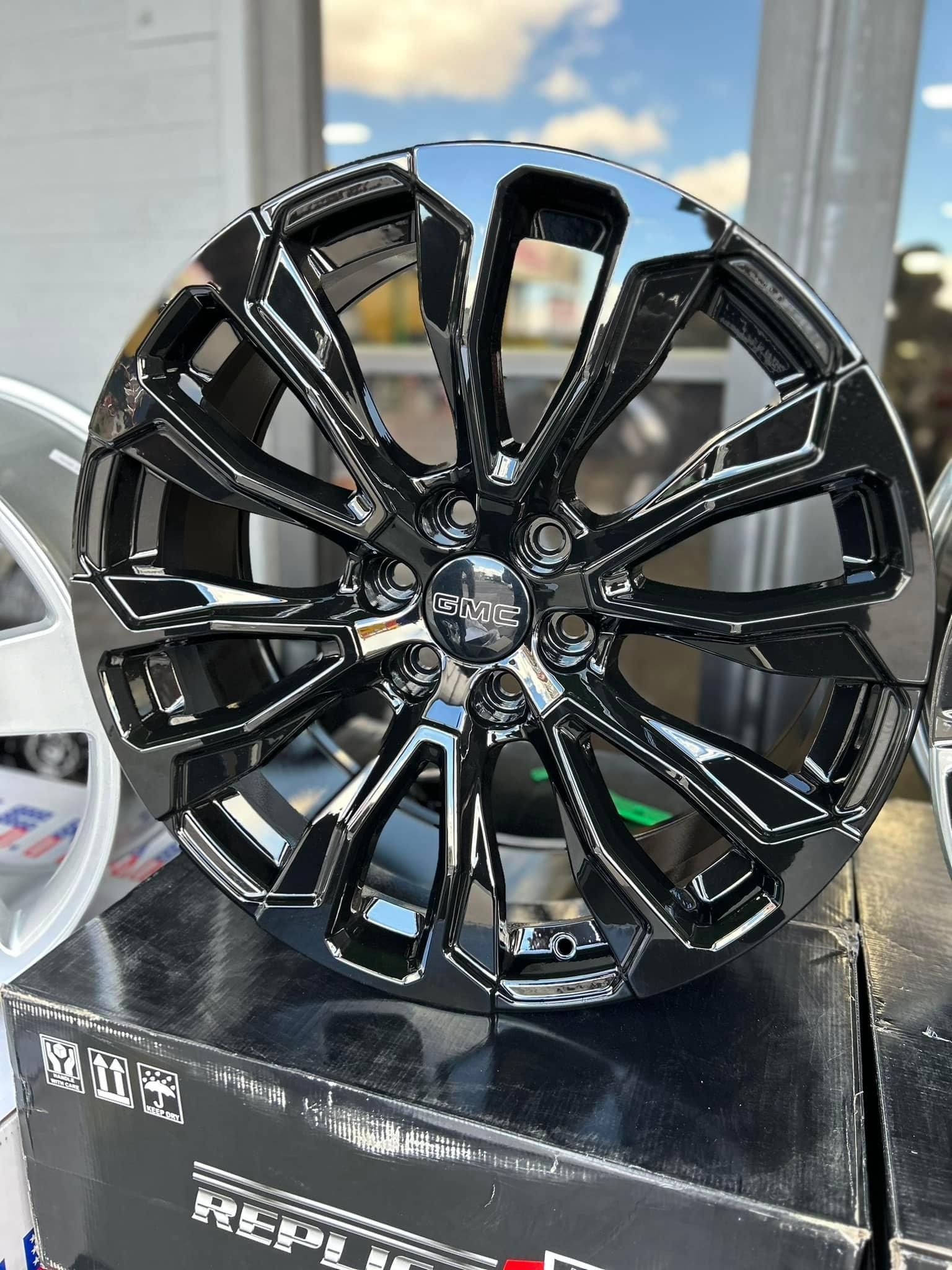 26" GLOISS BLACK RIMS WITH TIRES WE OFFER 120 DAYS PAYING OPTION CALL OR TXT US TODAY