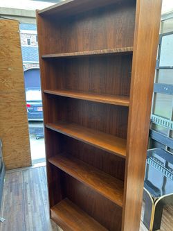 Dark Walnut Bookcase Five Shelves, Made in Denmark