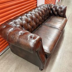 Vintage Buckeye Tufted Chesterfield Leather Sofa