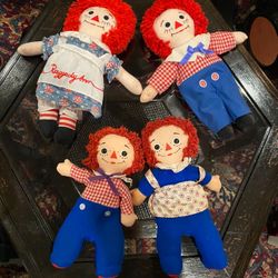 Vintage Raggedy Ann & Andy Dolls 4X - Kickerbocker & Applause 