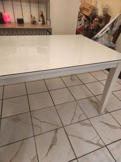 Wood table with glass top