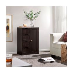Wooden Bathroom Floor Cabinet with 4 Drawers and 1 Cupboard