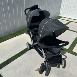 Graco DuoGlider Double Stroller | Lightweight Double Stroller with Tandem Seating, Glacier