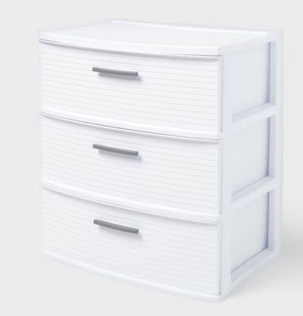 3 Drawers Wide Plastic Storage Cart