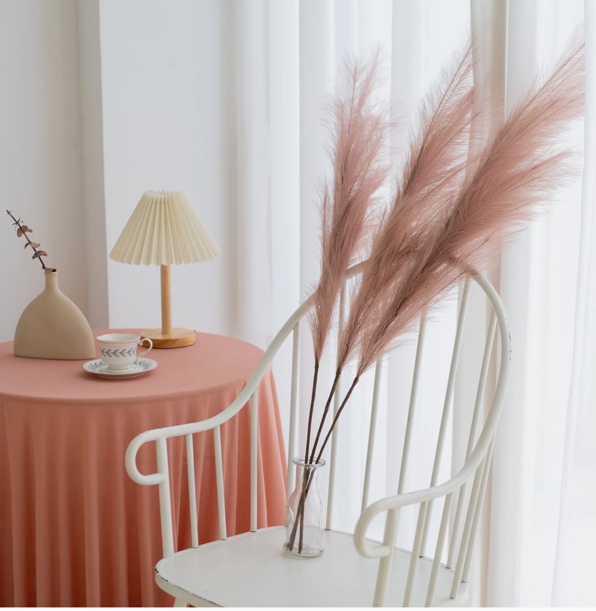 Purple Faux Pampas Grass Decor 3.75ft - 45” - 3 Piece