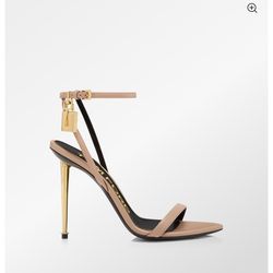SHINY LEATHER PADLOCK POINTY NAKED SANDAL