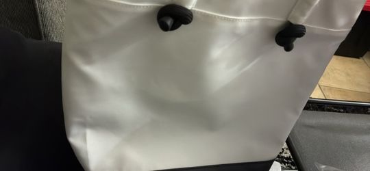 White Tote Bag with Black Hardware