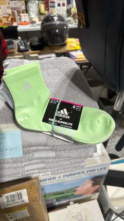 New Adidas 6-Pair Girls Socks Shoe Size Large 5Y-7Y