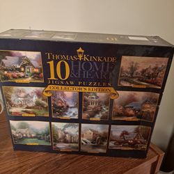 Thomas KinKade 10 Hone &Heart Jigsaw Puzzles Collectors Edition-$40.00