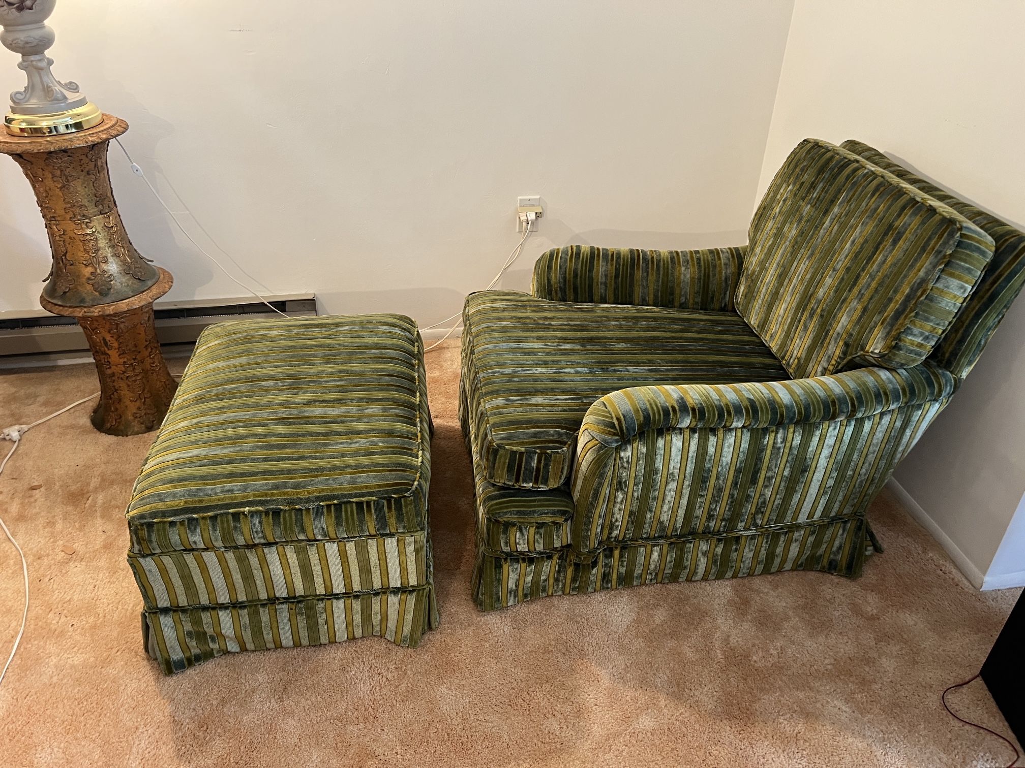 Vintage Velvet Chair & Ottoman