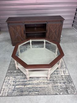 Octagonal Glass Top Coffee Table