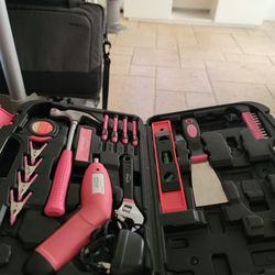 Household Tool Kit Pink with Pivoting Dual-Angle 3.6 Volt Lithium-Ion Cordless Screwdriver

