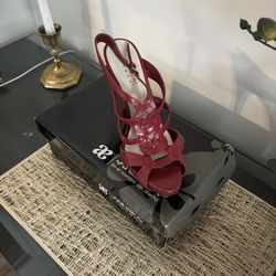Red Strapped High Heels, Size 7