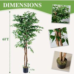 Aphighjoy 6Ft Artificial Ficus Trees