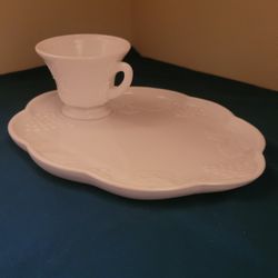 Colony Milk Glass Teacup And Plate