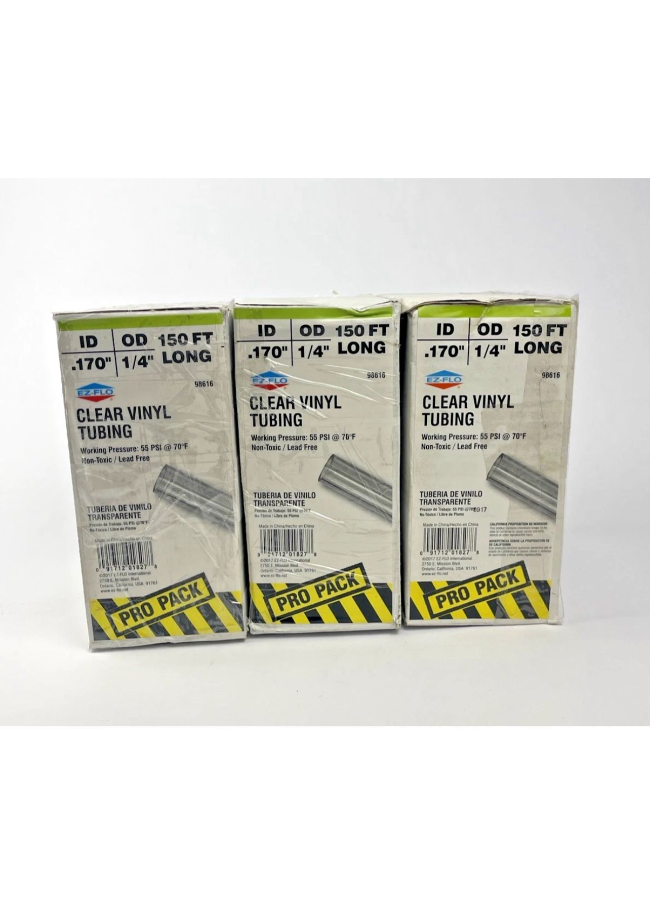 Lot of 3: EZ FLO Vinyl Tubing, 0.170" ID x 1/4" OD x 150 Ft. - M187