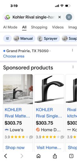 Kohler Rival Single Handle Kitchen Sink Faucet in Mat Black