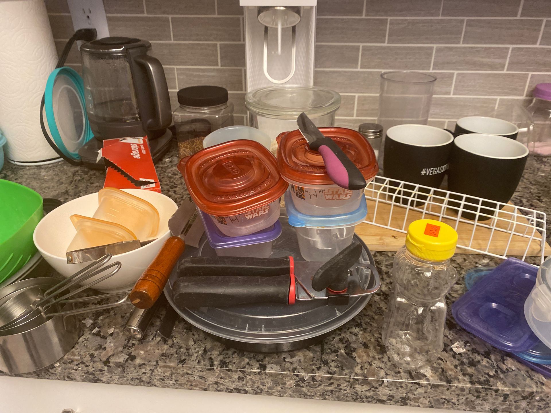 Kitchen stuff and glass cups